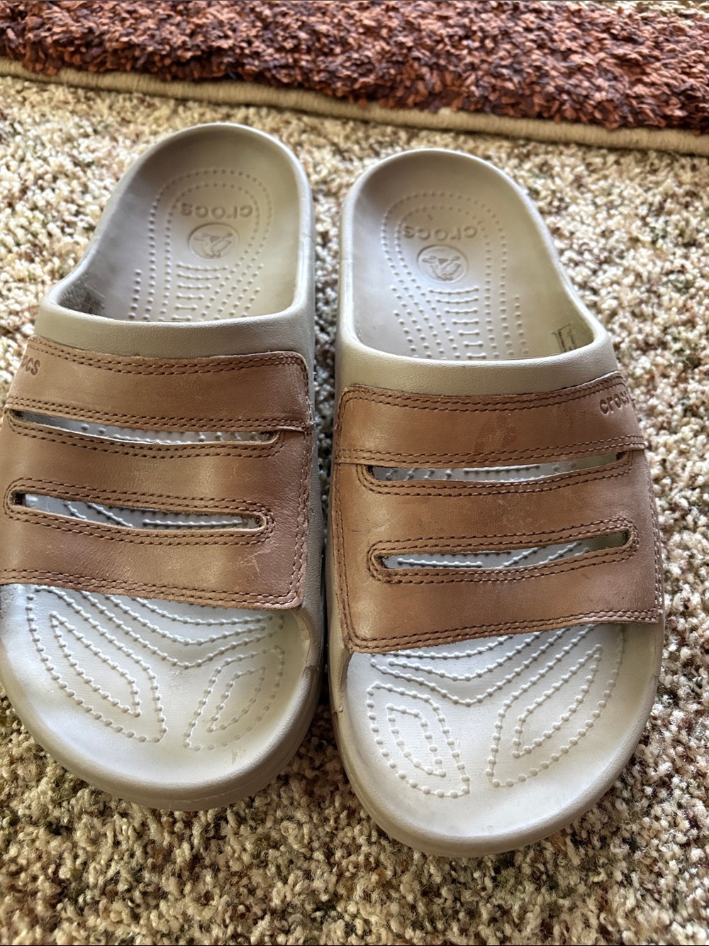 CROCS Men’s tan Slide Sandals with Footbed